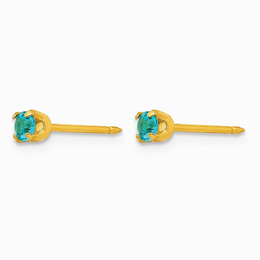 14K Yellow Gold 3 mm December Crystal Birthstone Post Earrings - Product Photo