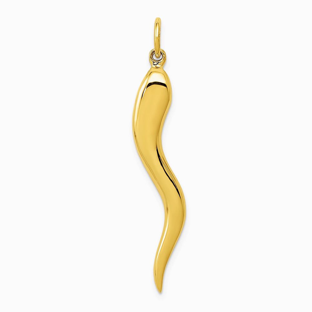10K / 14K Yellow Gold Large Italian Horn Charm