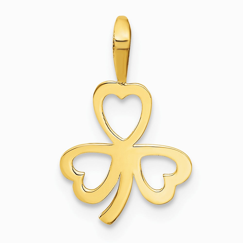 10K / 14K Yellow Gold Heart Clover Charm - Product Photo