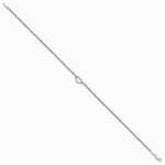 10K White Gold Diamond-cut Rope with Heart 10in Anklet - Product Photo