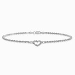 10K White Gold Diamond-cut Rope with Heart 10in Anklet - Product Photo