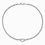 10K White Gold Diamond-cut Rope with Heart 10in Anklet - Product Photo