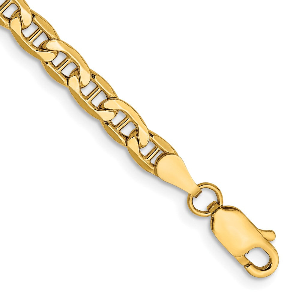 10K Yellow Gold 4mm Semi-Solid Anchor Chain Bracelet 7"-9"