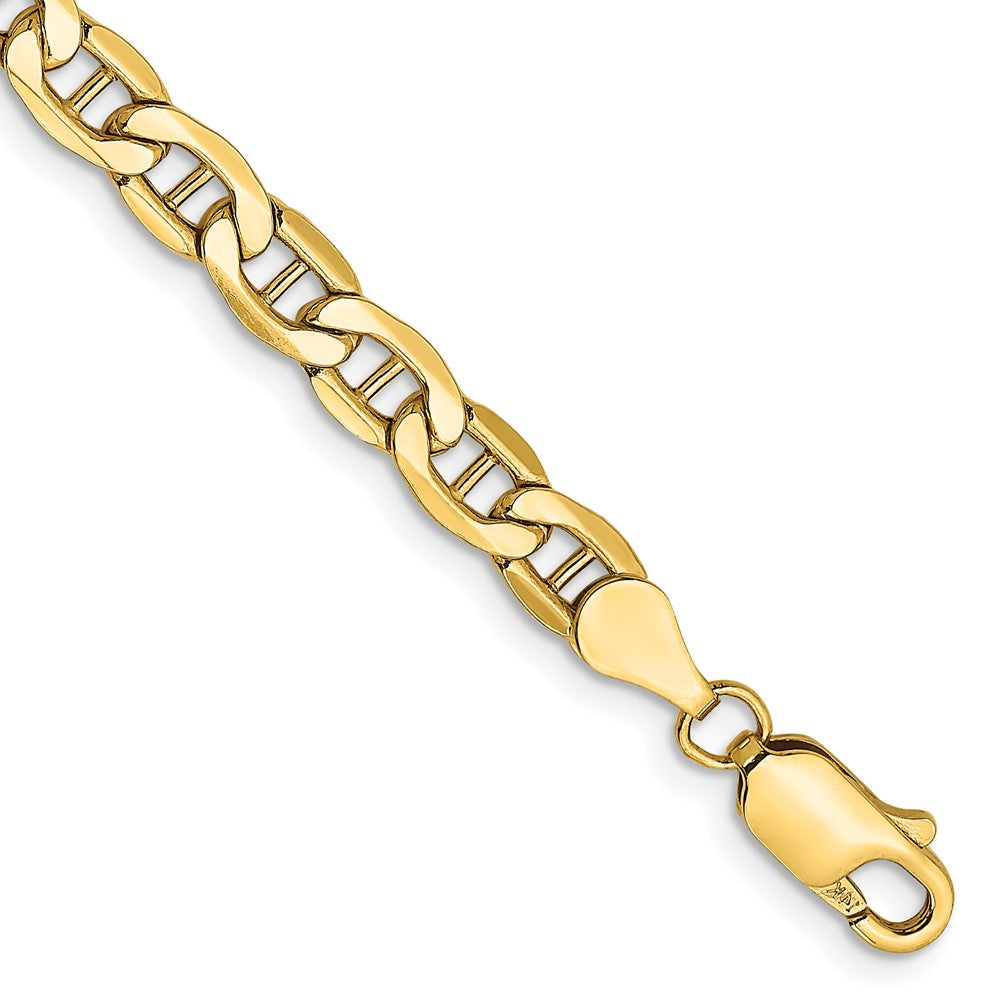 10K Yellow Gold 4.75mm Semi-Solid Anchor Chain Bracelet 7"-9"