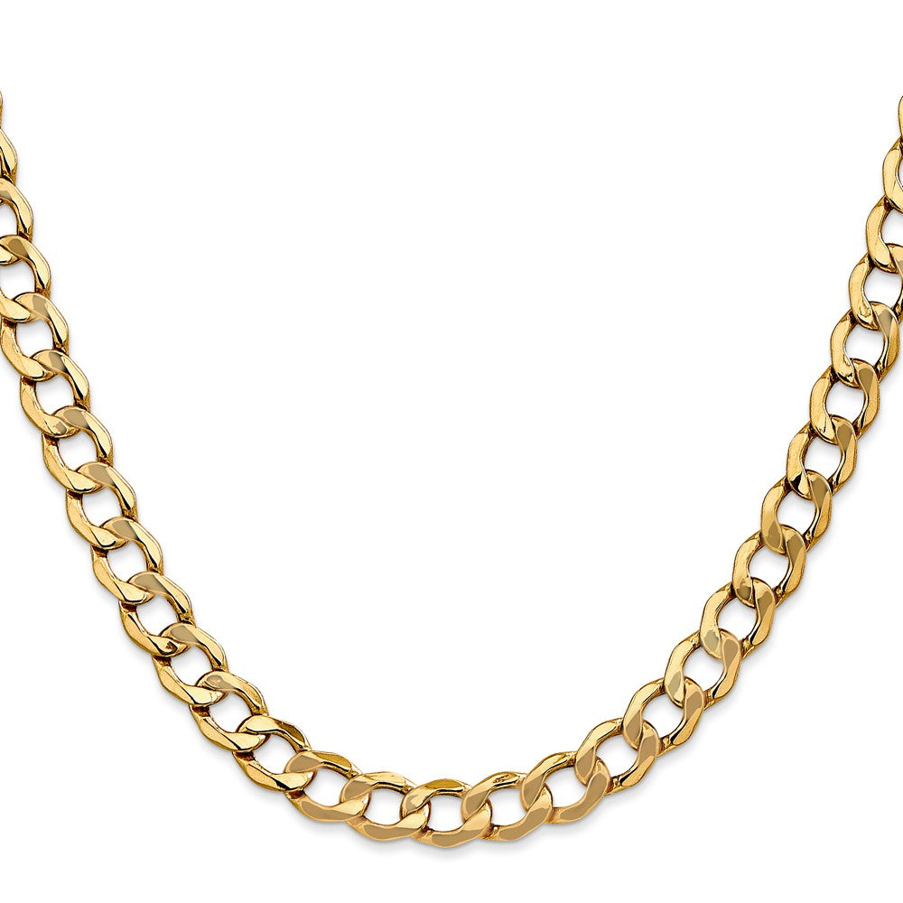 10k 7mm Semi-Solid Curb Link Chain - Product Photo