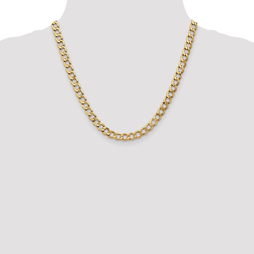 10k 7mm Semi-Solid Curb Link Chain - Product Photo