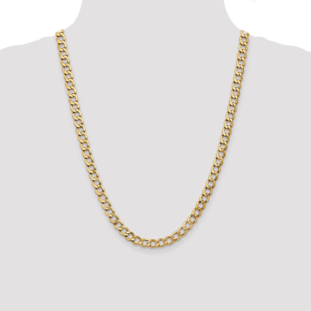 10k 7mm Semi-Solid Curb Link Chain - Product Photo
