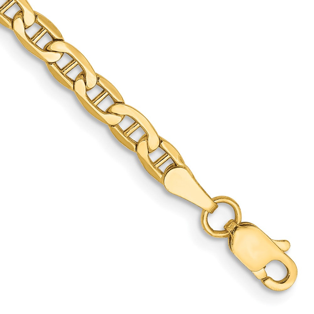 10K Yellow Gold 3.2mm Semi-Solid Anchor Chain Bracelet 7"-9"