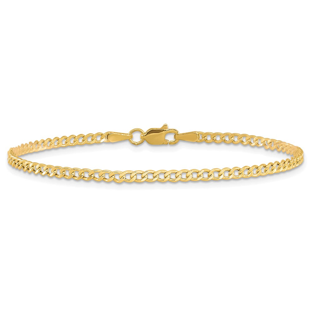 10k 2.5mm Semi-Solid Curb Link Chain Anklet - Product Photo
