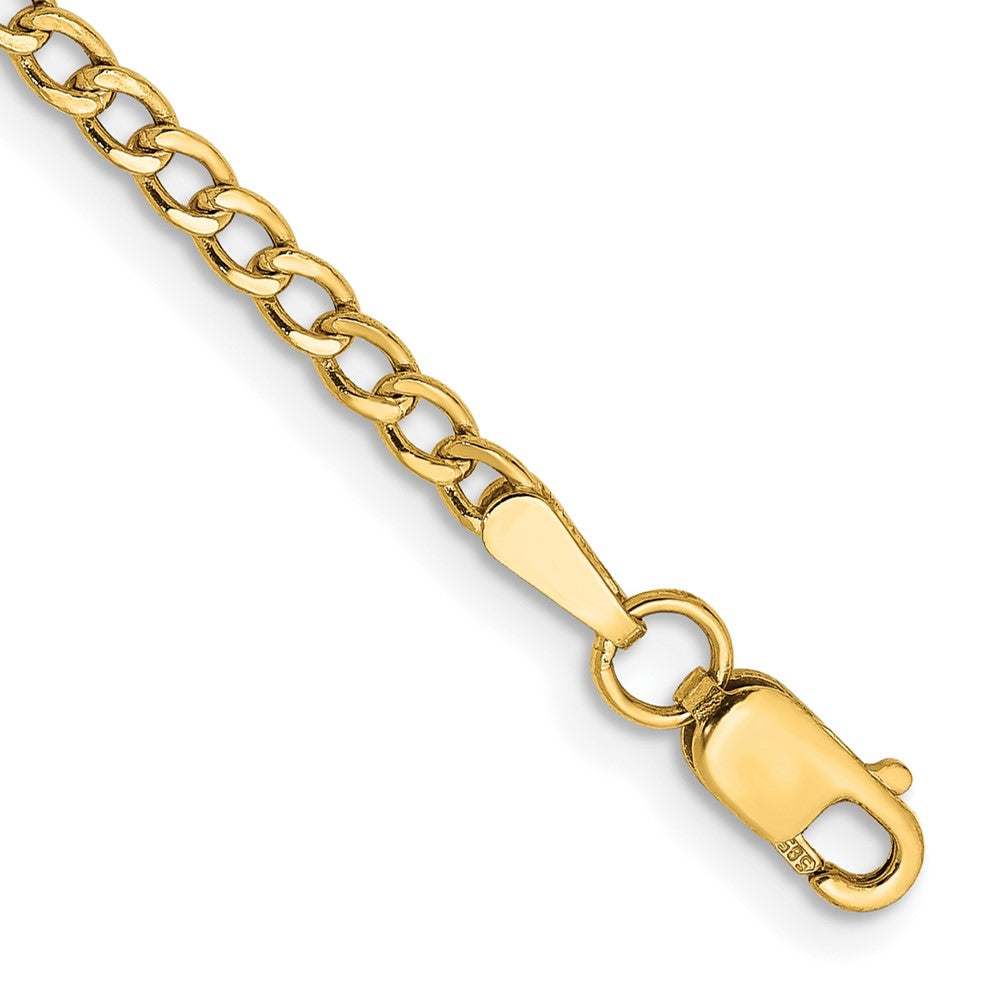 10k 2.5mm Semi-Solid Curb Link Chain Anklet - Product Photo
