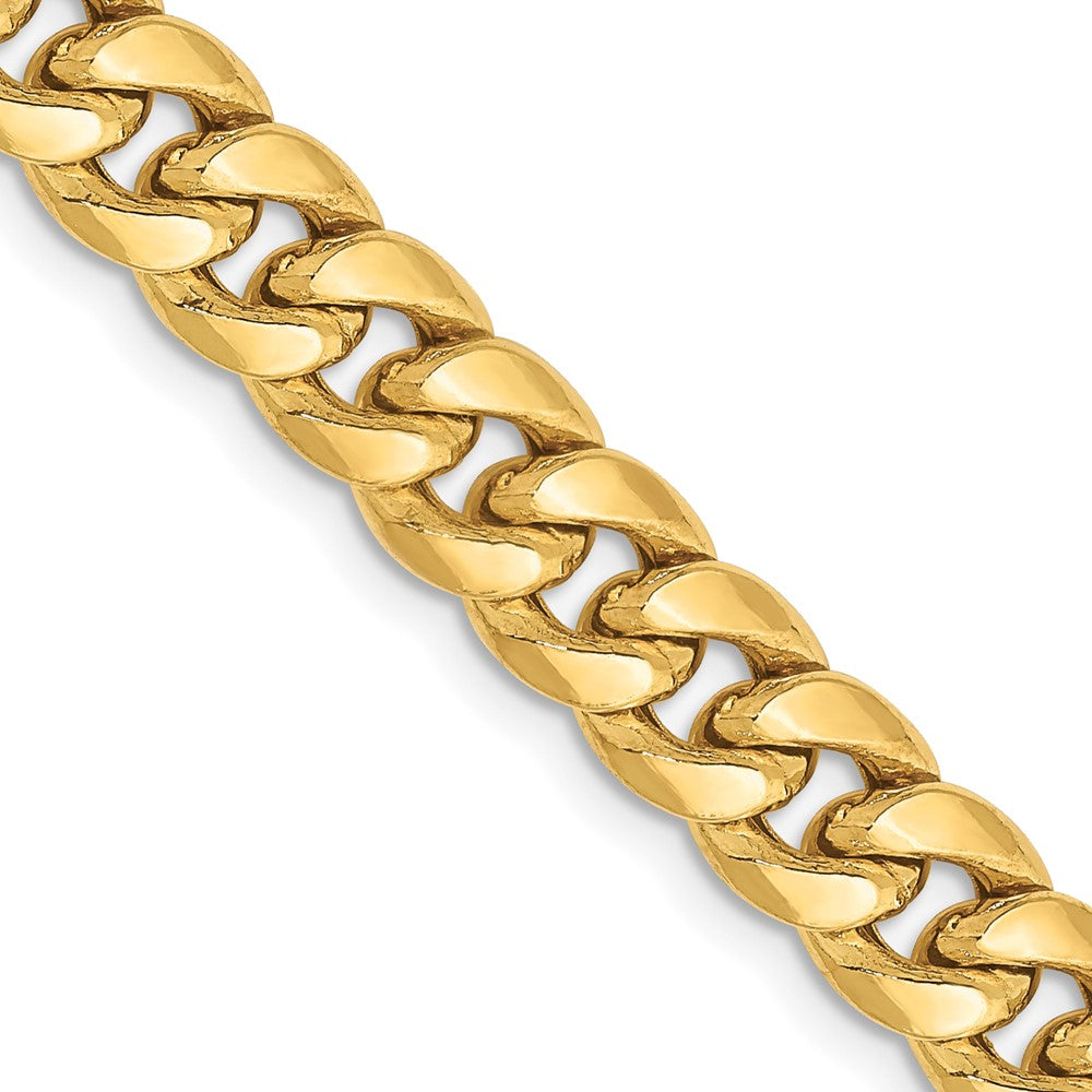 10K Yellow Gold 6.75mm Semi-Solid Miami Cuban Chain Necklace 18"-28"