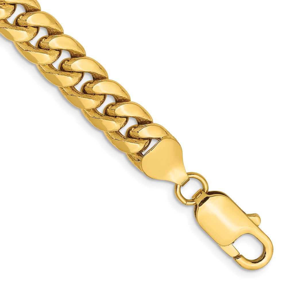 10K Yellow Gold 7.3mm Semi-Solid Miami Cuban Chain Bracelet 7"-9"
