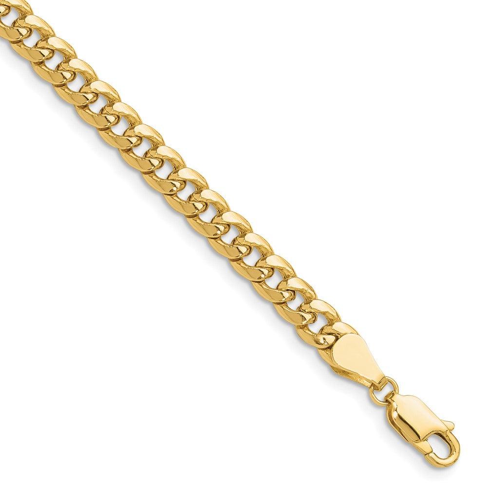 10K Yellow Gold 5.25mm Semi-Solid Miami Cuban Chain Bracelet 7"-9"