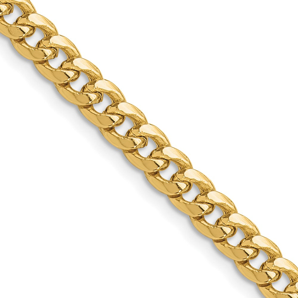 10K Yellow Gold 5.25mm Semi-Solid Miami Cuban Chain Necklace 18"-26"