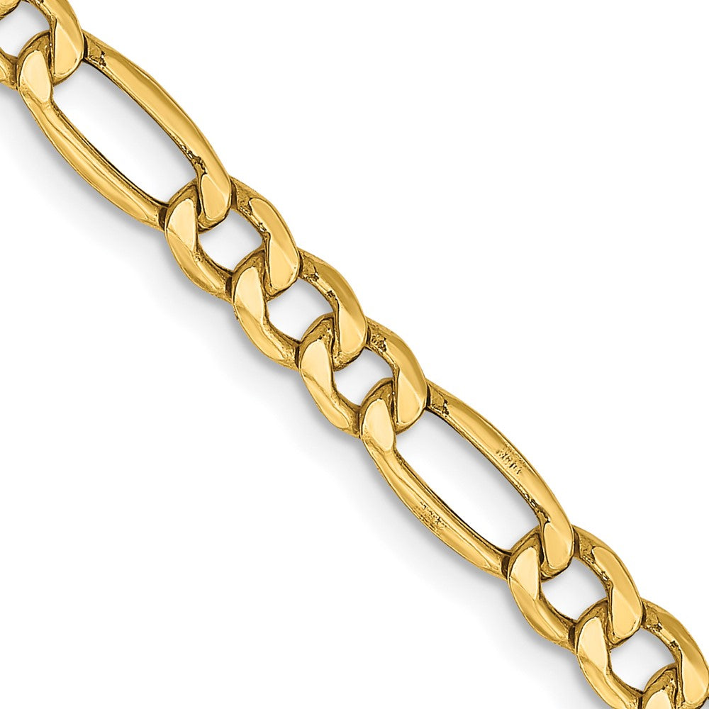 10K Yellow Gold 4.2mm Semi-Solid Figaro Chain Necklace 16"-26"