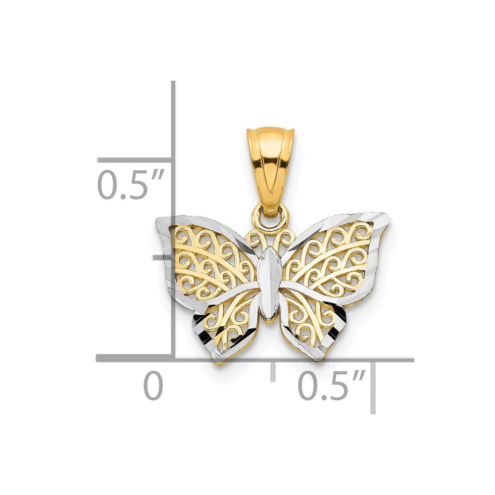 10K w/Rhodium Butterfly Charm - Product Photo