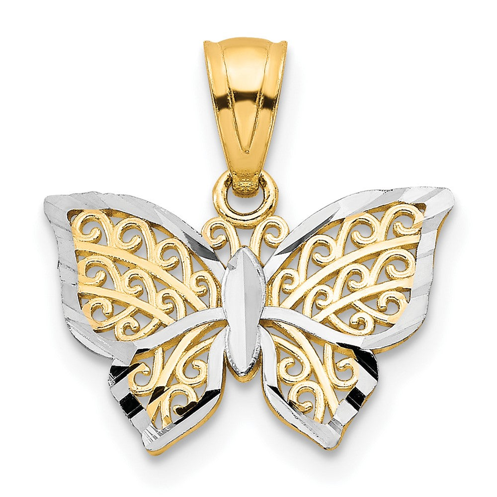 10K w/Rhodium Butterfly Charm - Product Photo