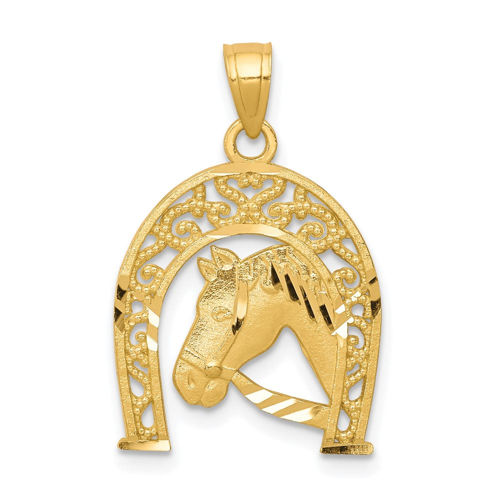 10K Yellow Gold Horseshoe W/Horse Charm