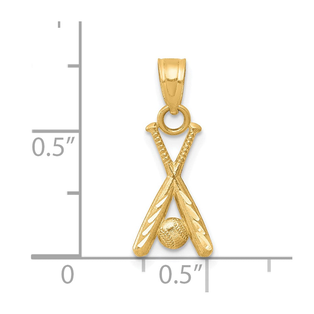 10k Baseball w/Bats Charm - Product Photo