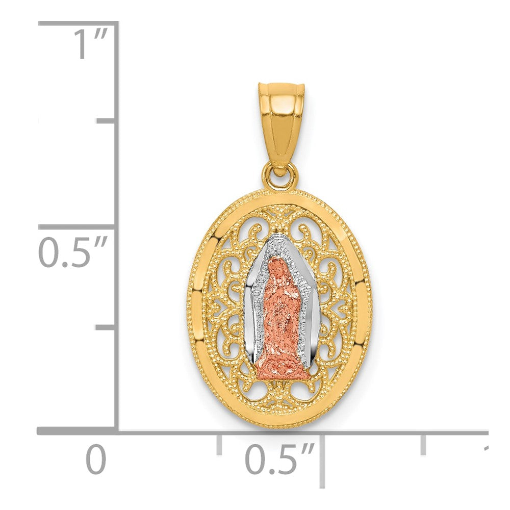 10k Two-tone with White Rhodium Our Lady of Guadalupe Pendant - Product Photo