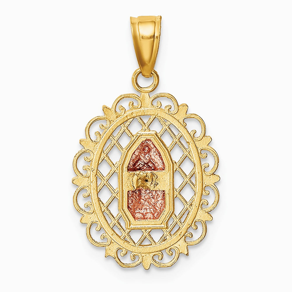 10K Two-tone with White Rhodium Our Lady of Guadalupe Pendant - Product Photo