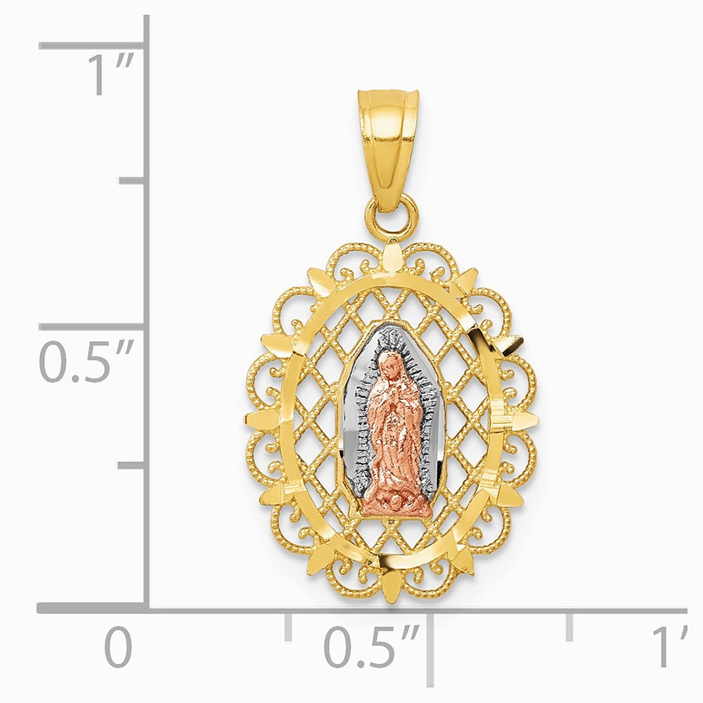 10K Two-tone with White Rhodium Our Lady of Guadalupe Pendant - Product Photo