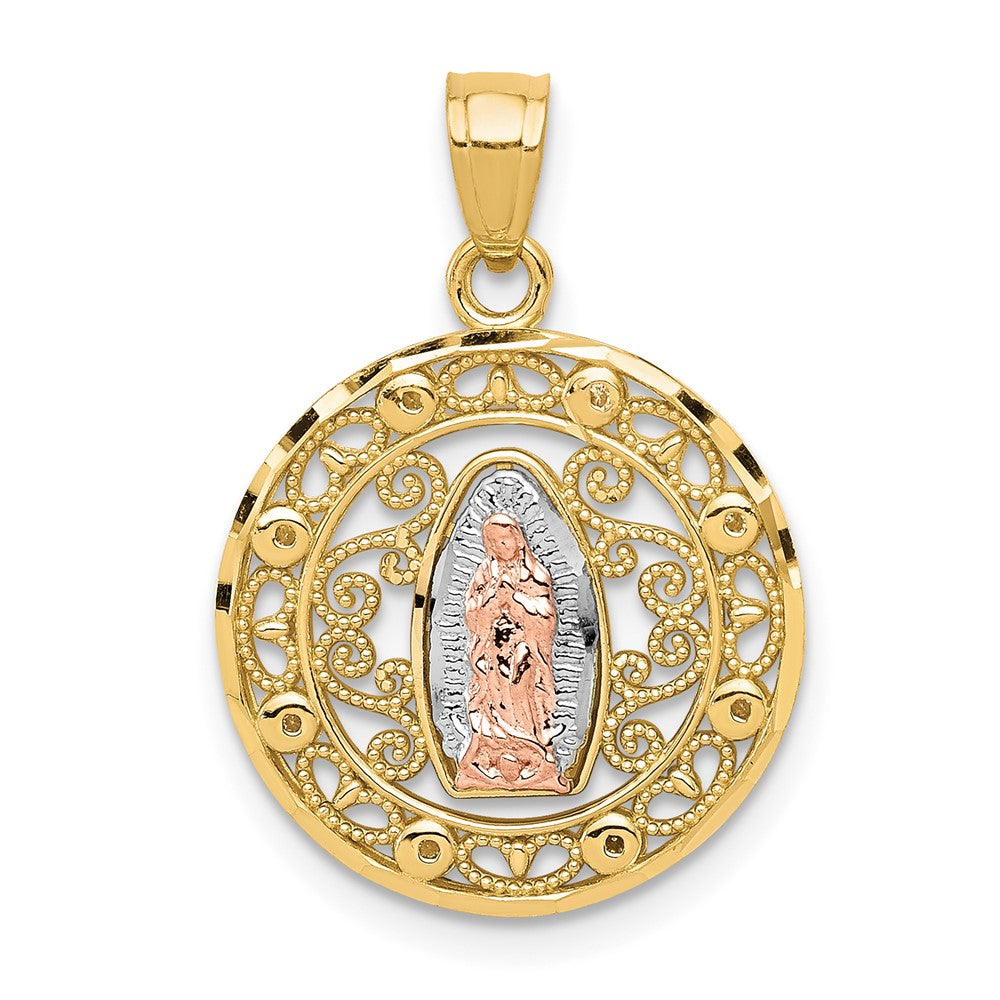 10K Two-tone with White Rhodium Our Lady of Guadalupe Pendant