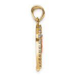 10k Two-tone w/ White Rhodium CZ Religious Break-apart Heart Pendant - Product Photo