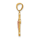 10k Two-tone Yellow and Rose Gold CZ Crucifix Pendant - Product Photo