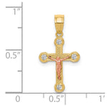 10k Two-tone Yellow and Rose Gold CZ Crucifix Pendant - Product Photo