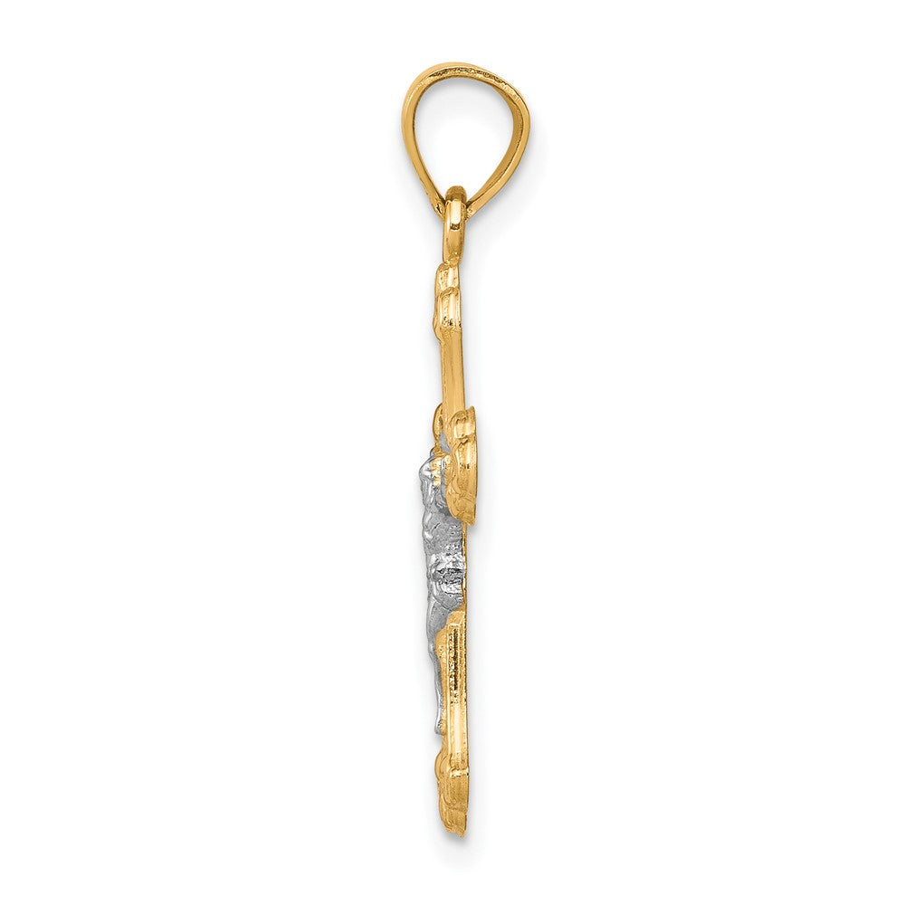 10K w/Rhodium Crucifix Pendant - Product Photo