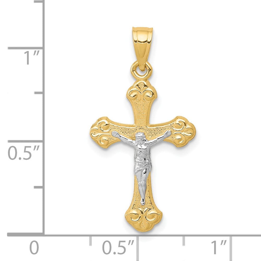 10K w/Rhodium Crucifix Pendant - Product Photo