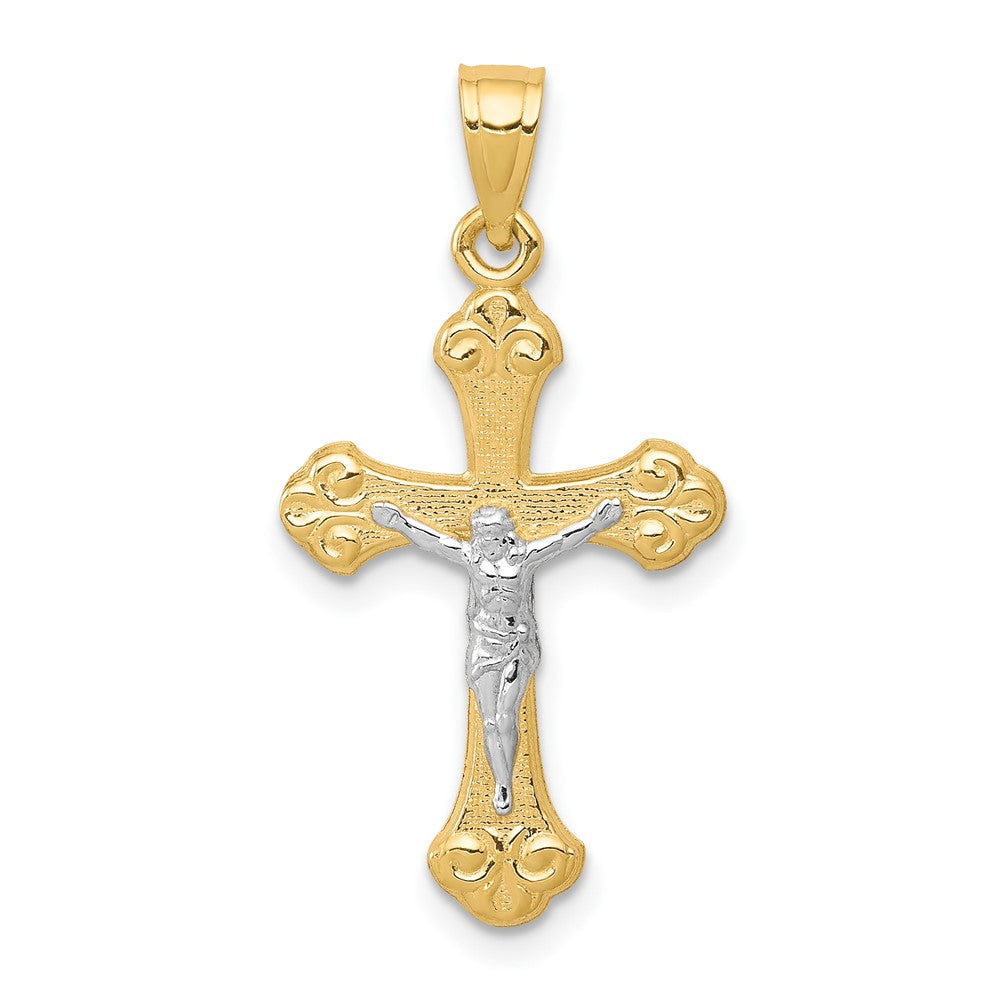 10K w/Rhodium Crucifix Pendant - Product Photo
