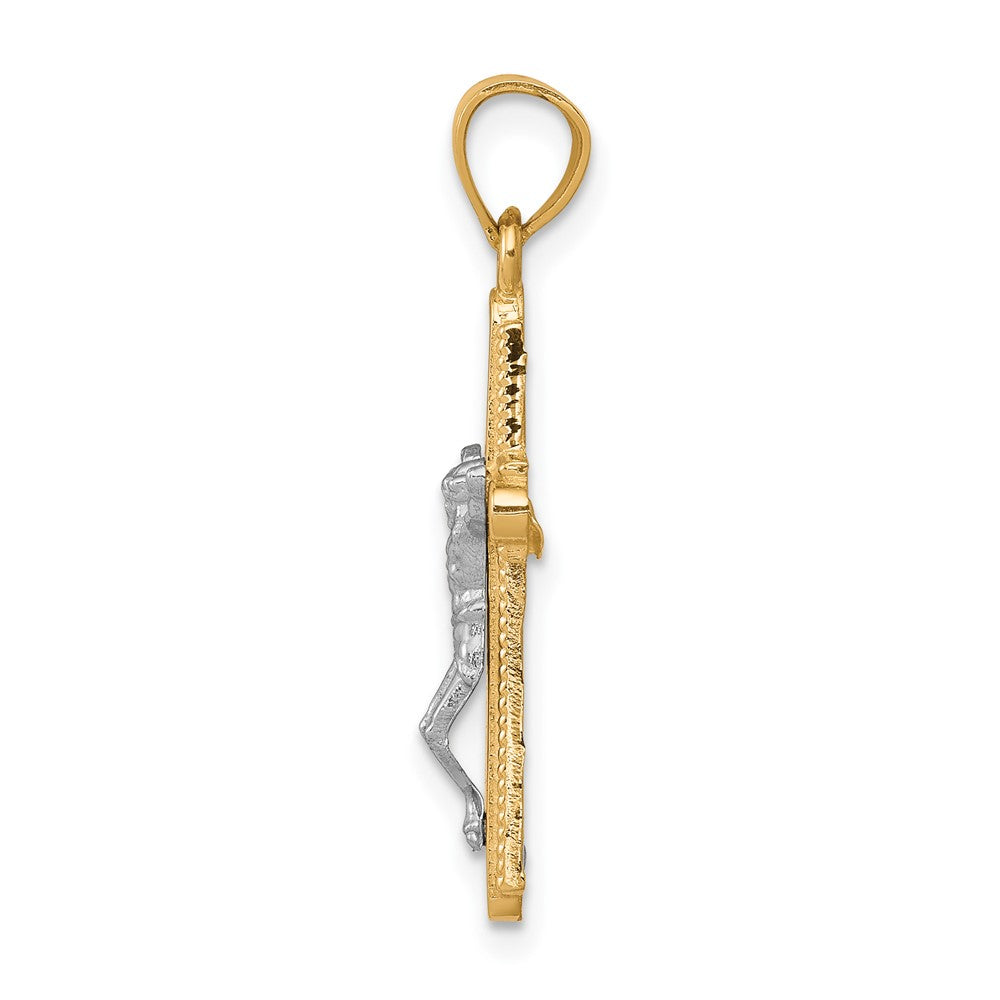 10K w/Rhodium Crucifix Pendant - Product Photo