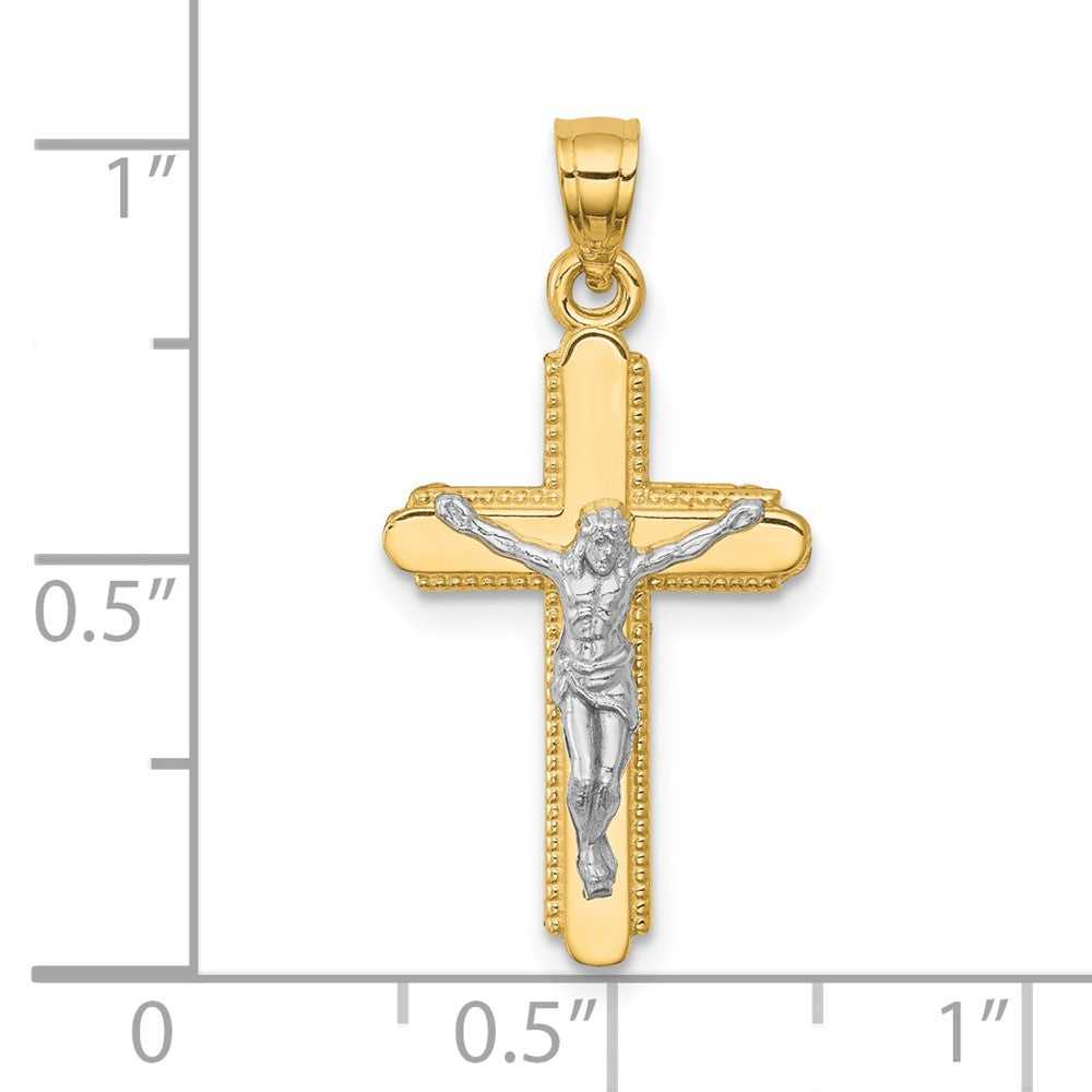 10K w/Rhodium Crucifix Pendant - Product Photo