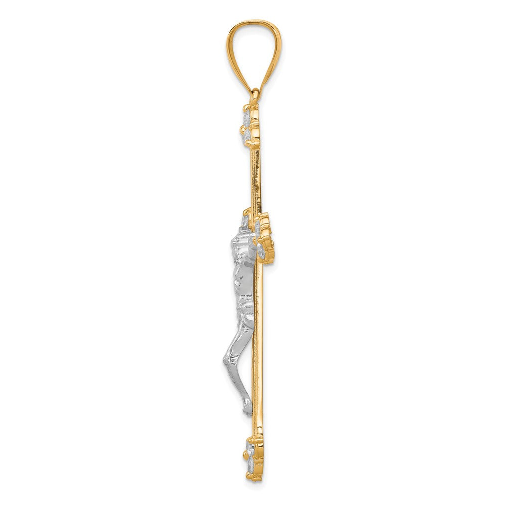 10K w/Rhodium CZ Crucifix Pendant - Product Photo