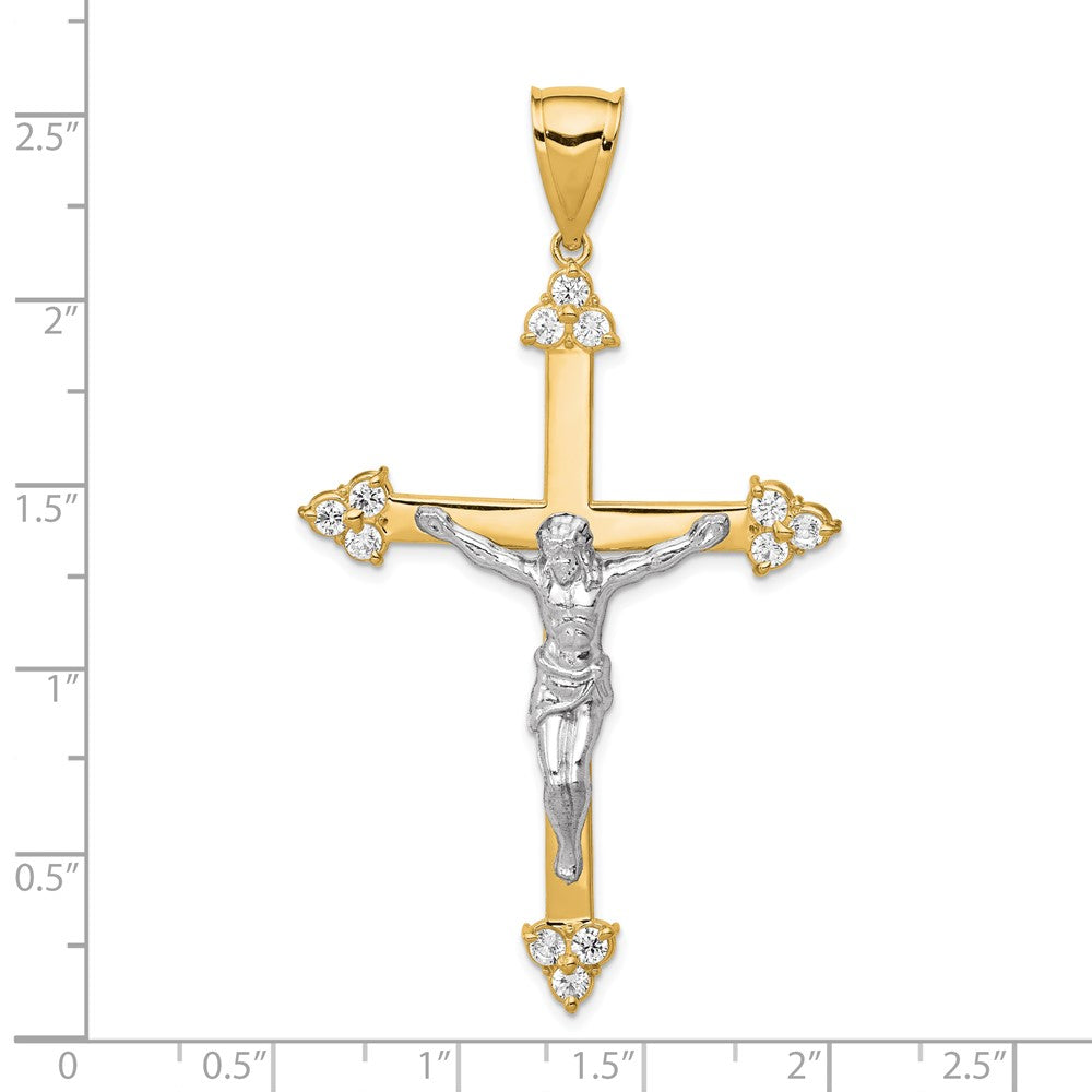 10K w/Rhodium CZ Crucifix Pendant - Product Photo