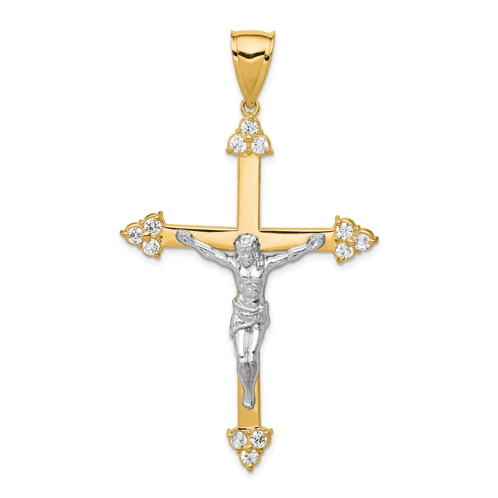 10K w/Rhodium CZ Crucifix Pendant - Product Photo