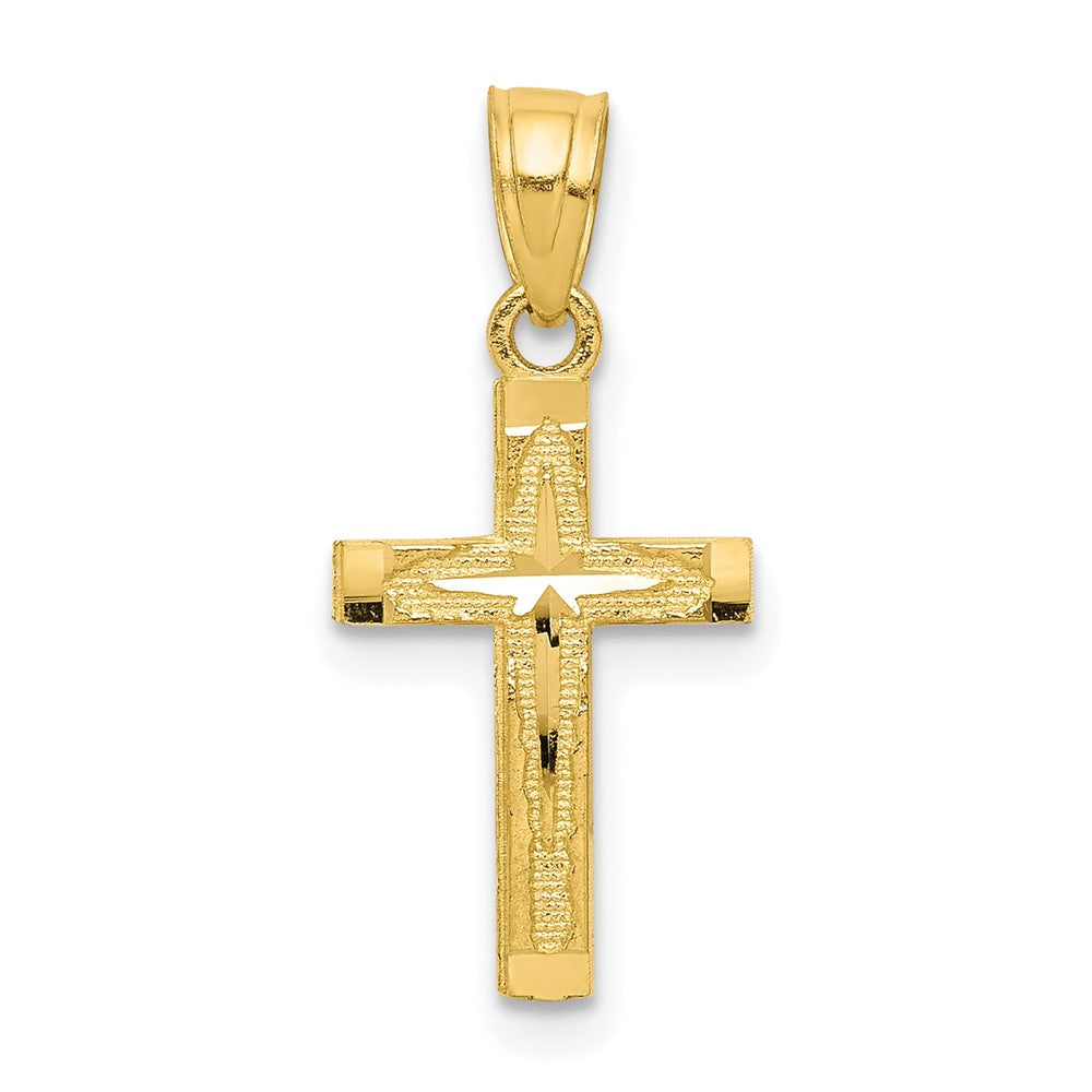 10k Diamond-Cut Cross Pendant - Product Photo