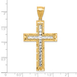10K Yellow with Rhodium w/ Rhodium Diamond-Cut Cross Pendant - Product Photo