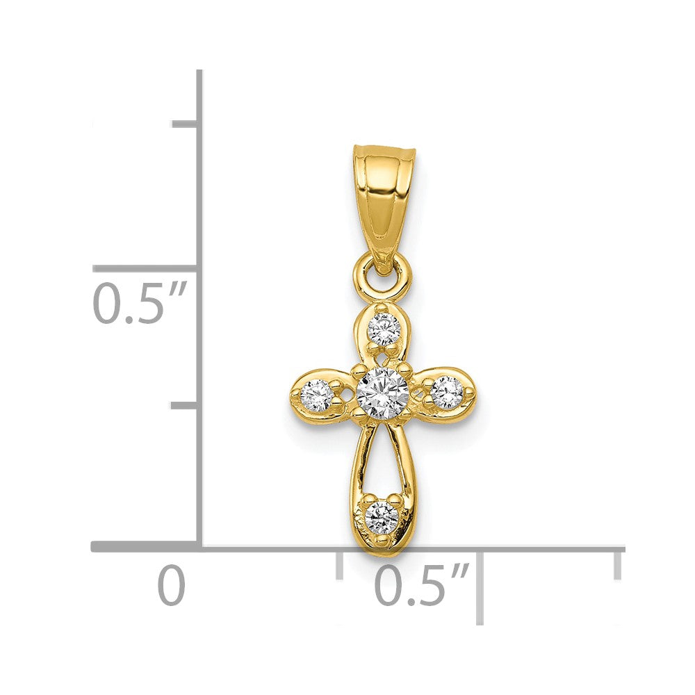 10k Small CZ Cross Pendant - Product Photo