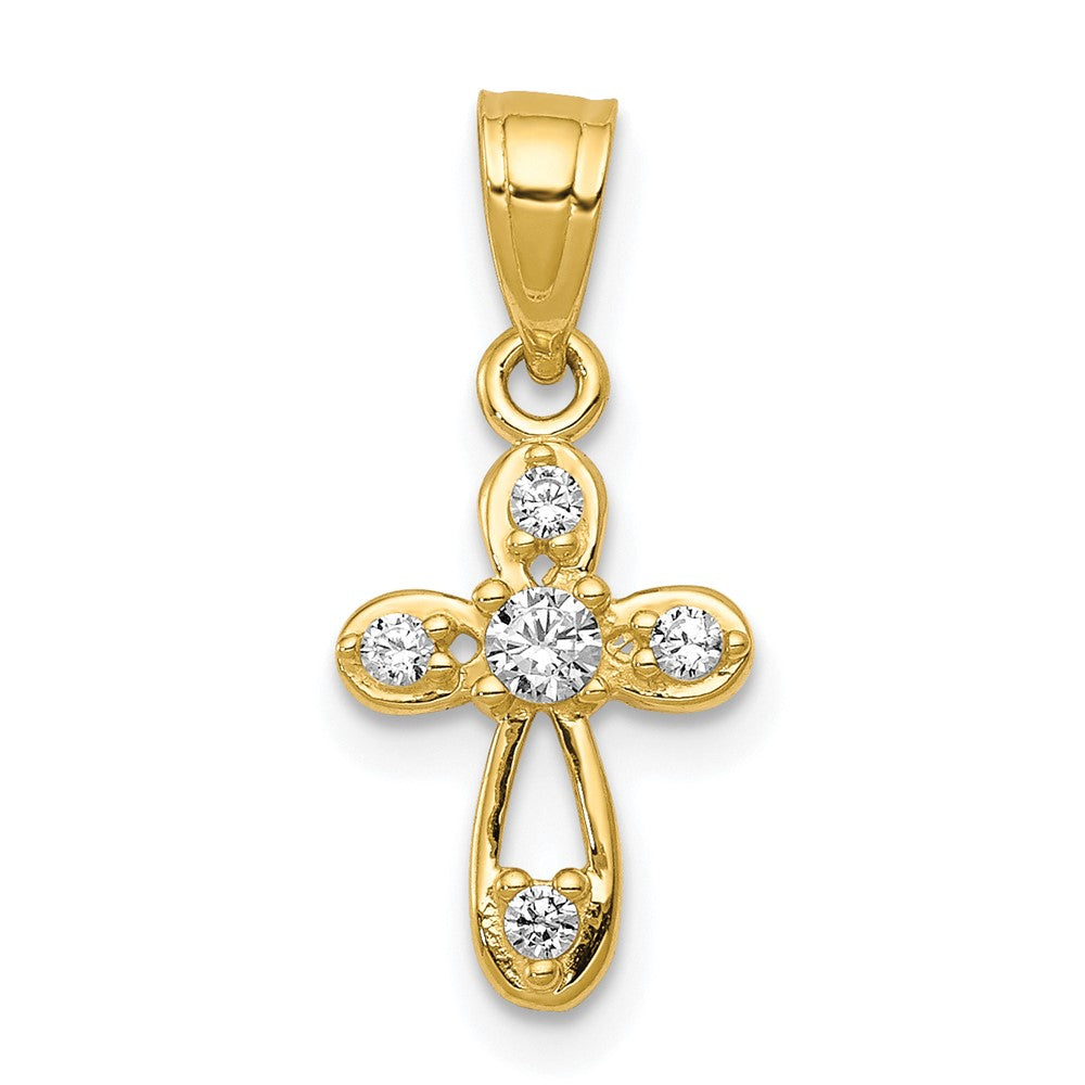 10k Small CZ Cross Pendant - Product Photo