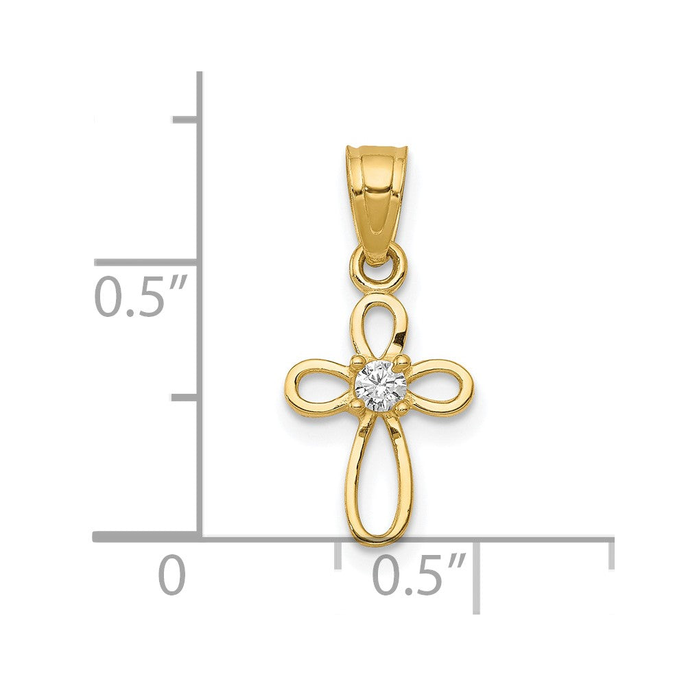10k Small CZ Cross Pendant - Product Photo