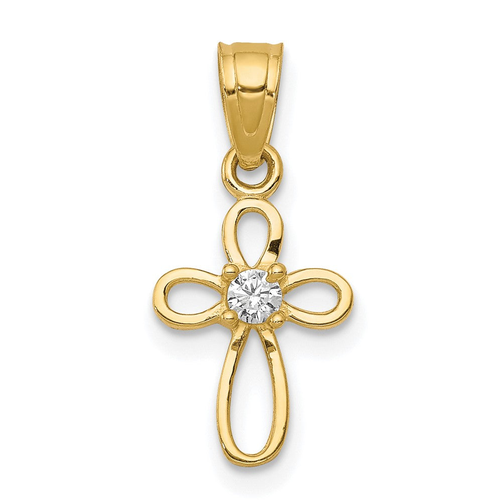 10K Yellow Gold Small CZ Cross Pendant