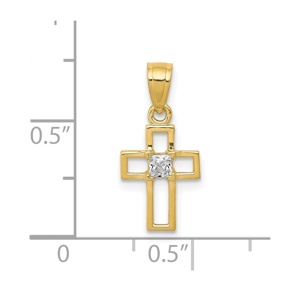 10k Small CZ Cross Pendant - Product Photo