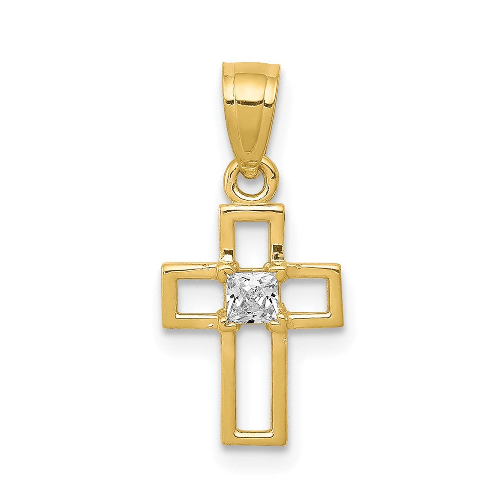 10k Small CZ Cross Pendant - Product Photo