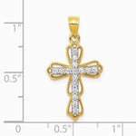 10K / 14K Yellow Gold CZ Filigree Cross Pendant - Product Photo