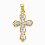 10K / 14K Yellow Gold CZ Filigree Cross Pendant - Product Photo