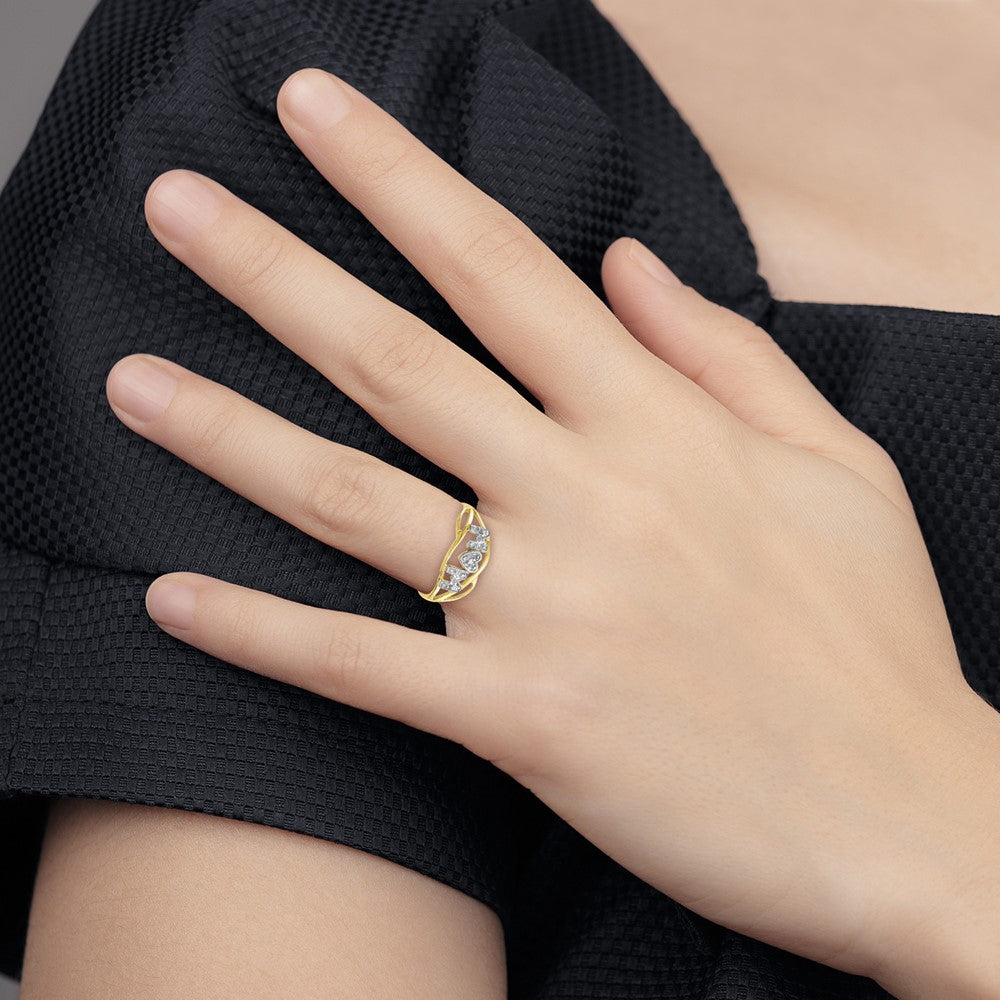 10K Yellow with Rhodium with Rhodium Mom CZ Ring - Product Photo