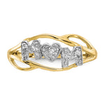 10K Yellow with Rhodium with Rhodium Mom CZ Ring - Product Photo